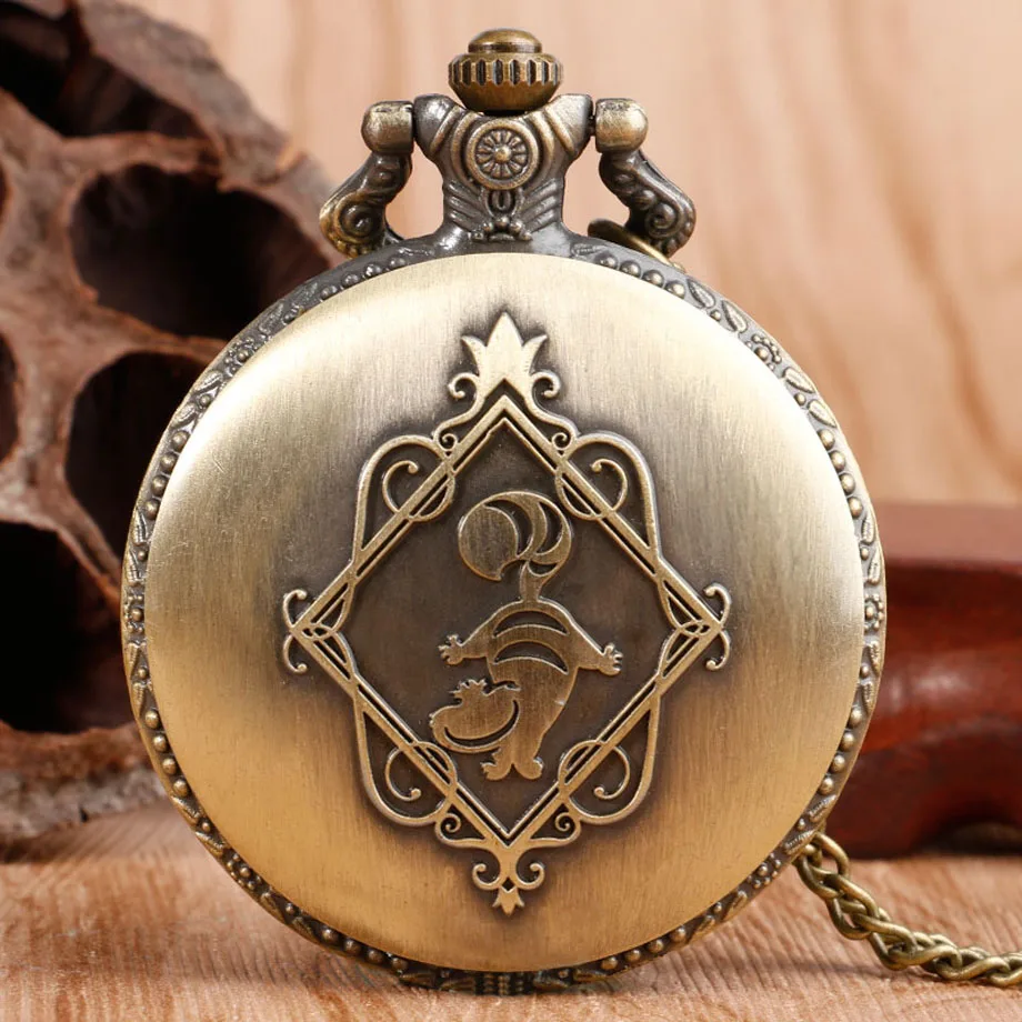Hot Fashion Popular Girl Gift Alice Princess in Wonderland Bronze Antique Quartz Pocket Watch Women Lovely Pendant Fob Clock  (8)