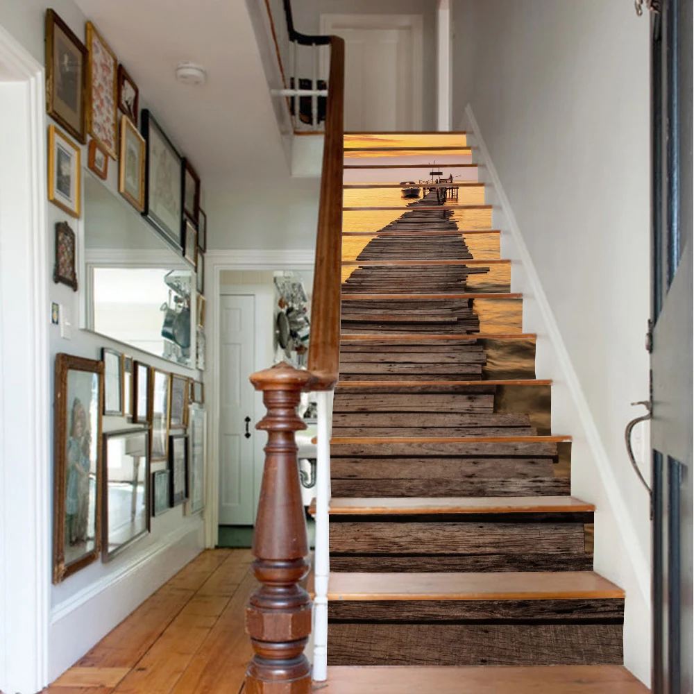 

13 Pcs/Set 3D Stair Sticker DIY Steps Sticker Wall Decal Mural Wallpaper Removable Decals for Home Decor Creative Stair Sticker