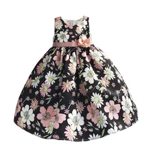 Hetiso/летнее платье с цветочным рисунком для девочек праздничное платье без рукавов с розовым бантом, детская одежда для торжеств vestido infantil, размеры от 3 до 8 лет