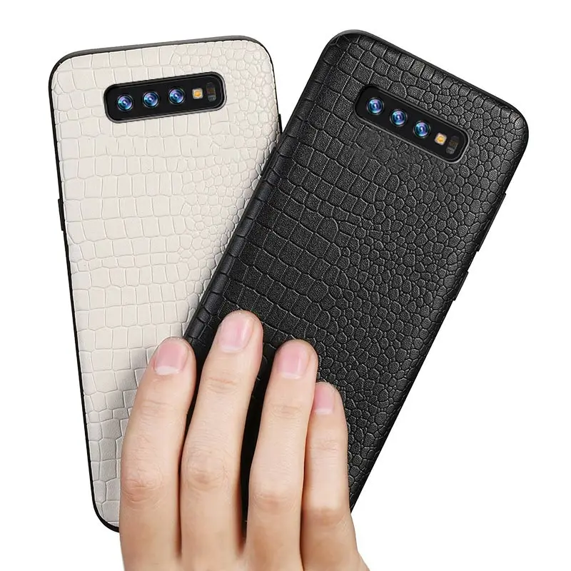 

Luxury Genuine Leather Case For Samsung Galaxy S10 Plus Soft 360 Full Back Cover Crocodile Grain Cases for Galaxy S9 s8 Note 9 8