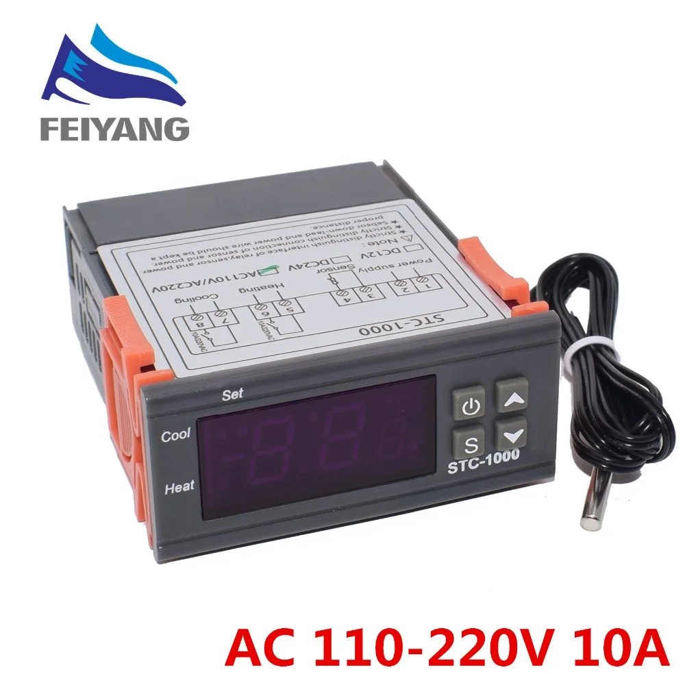 

10PCS STC-1000 LCD Digital Thermostat Temperature Controller for Incubator Two Relay Output Thermoregulator Heater And Cooler
