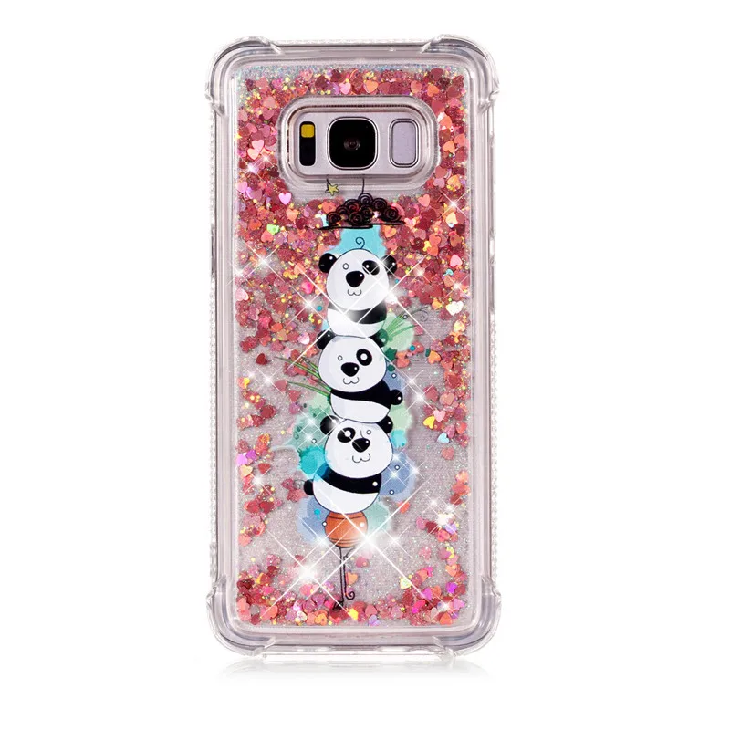 Liquid Case for Samsung Galaxy A6 A8 Plus 2018 S8 S9 Plus S6 S7 Edge Note8 Note9 S5 S6edge Glitter Love Silicone PC Full Cover (12)