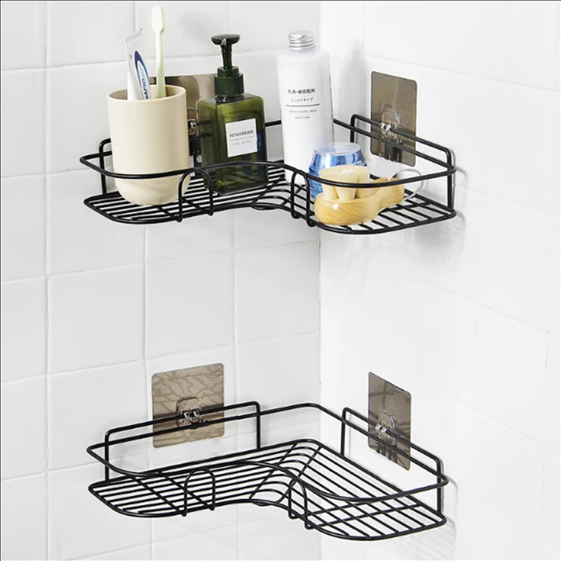 

Bathroom Shelf Free Punching Corner Racks Iron Storage Rack Kitchen Toilet Household Bathroom Accessories Storage Basket