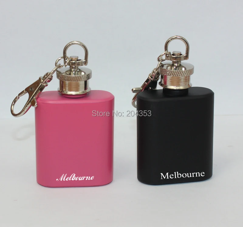 

Life's short ,1 oz pink or black mini hip flask with keychain ,pink and black mixed accept
