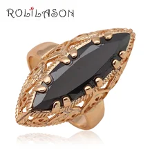 Прохладный черный оникс огромные кольца для женщин Золото Тон черный кристалл Модные украшения замечательный Кольца США Размеры#7#8#9 JR2024