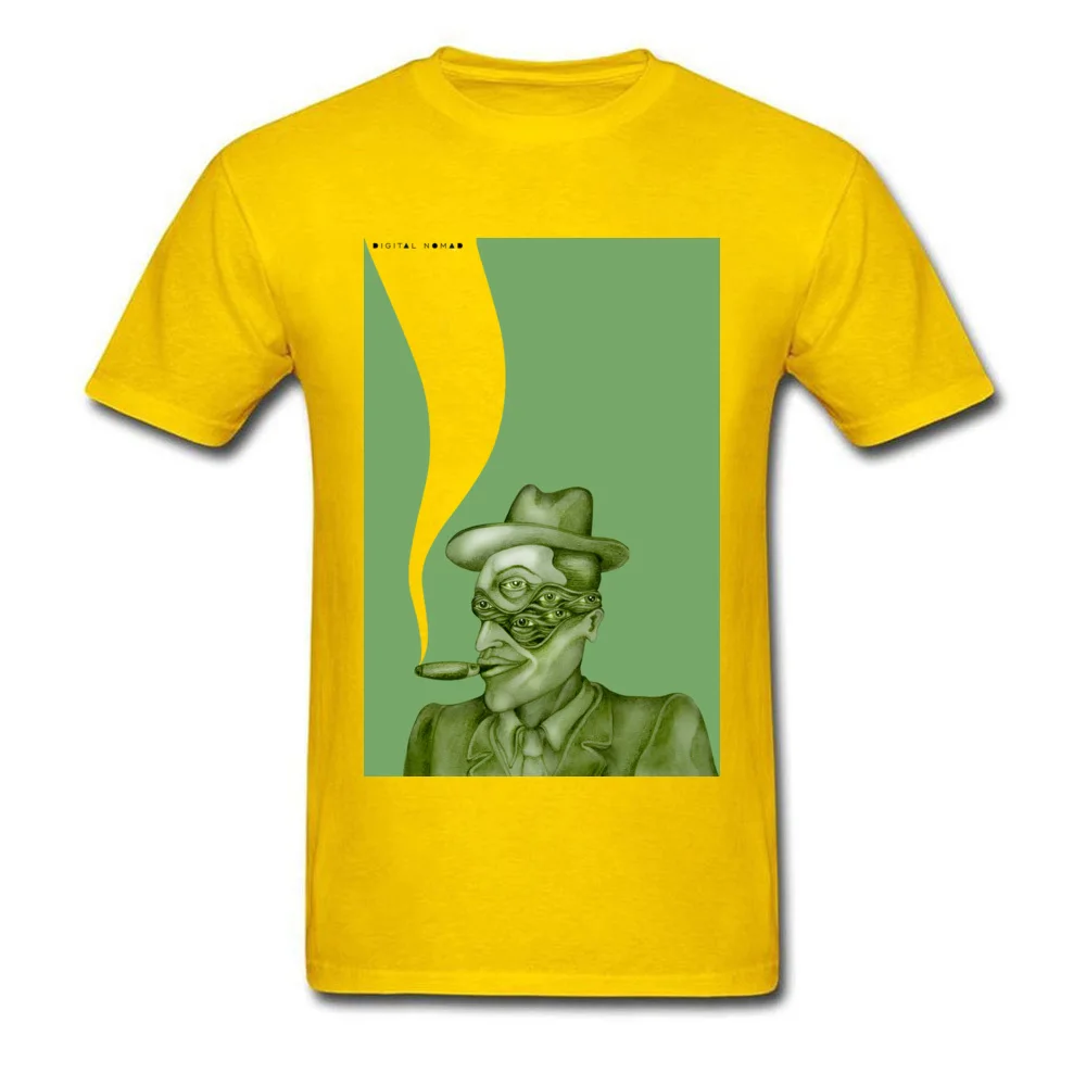 Done Deal Digital Nomad 100% Cotton Men's Short Sleeve T Shirt Summer Summer/Autumn T Shirt Prevailing Round Collar Tops Tees Done Deal Digital Nomad yellow
