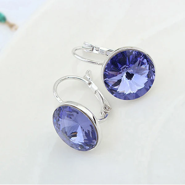 Женские серьги с кристаллами Сваровски родиевым покрытием|brincos fashion|swarovski brincopiercing