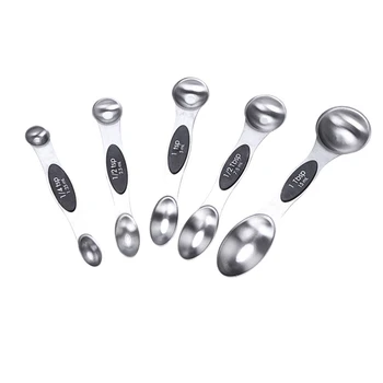 

JINJIAN 5 pcs/set Stain Steel Double Measuring Cups And Measuring Spoon Scoop For Baking Graduated Metal Kitchen Measuring Tool