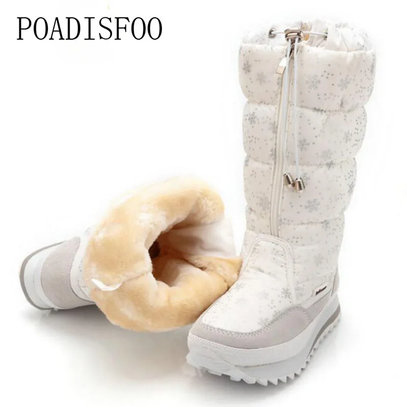 POADISFOO Women Shoes Snow Boots Warm Winter Plush Non Slipper Rubber Sole Waterproof Nylon Shoe Face