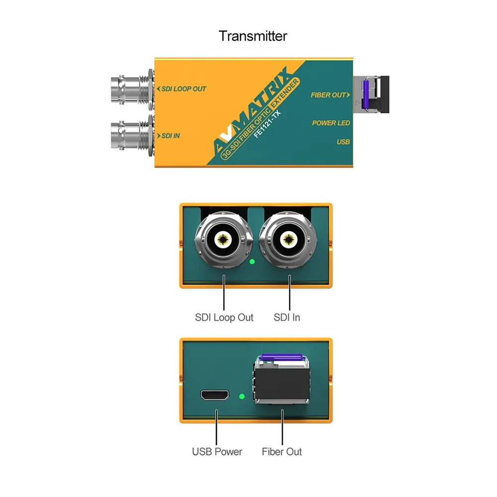 AVMATRIX FE1121 3G-SDI Fiber Optic Extender 20km Local SDI Loop Out and Dual SDI outputs and Supports 3G/HD/SD Signals