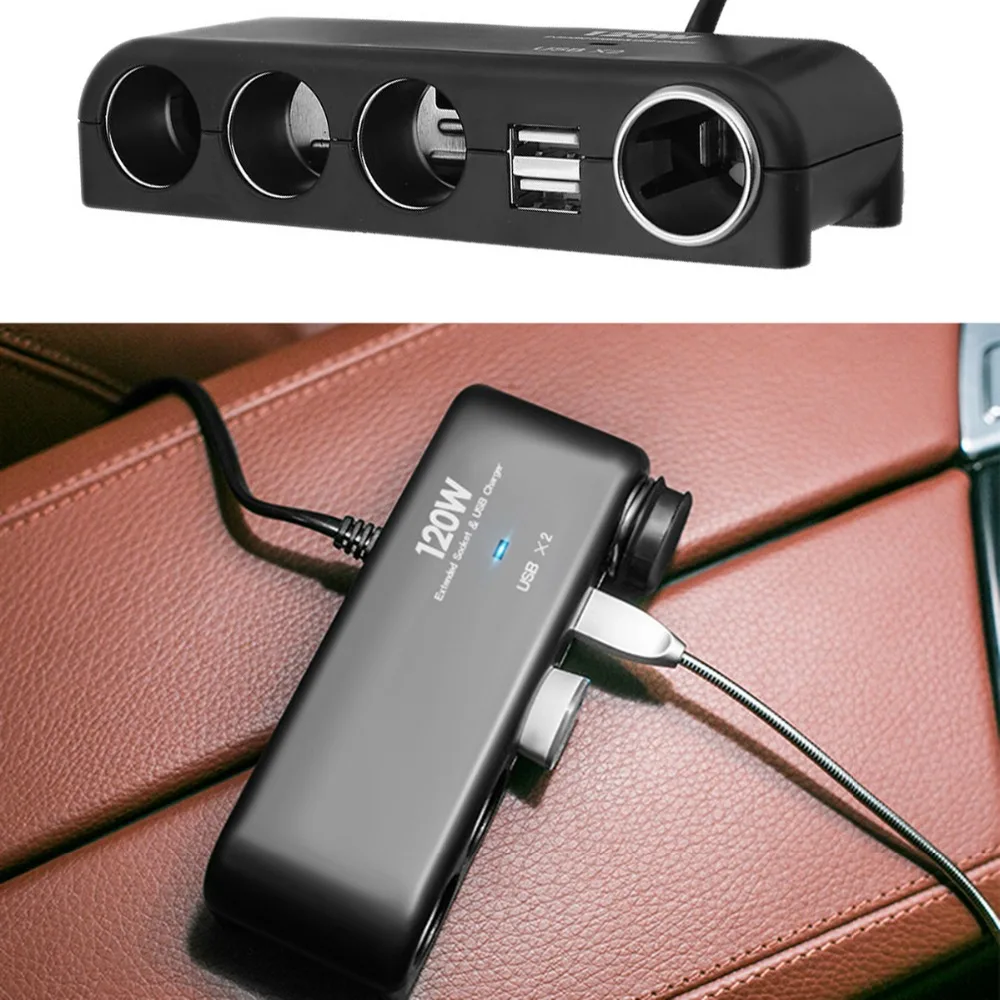 SOONHUA Universal Double USB Port Smart Car Charger Car Cigarette Lighter Quick Charging Power Adapter With Multiple Protection