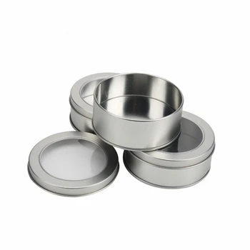 

Round Dia 90mm Tin Storage Box 12 pcs/lot Metal Storage Organizer Container With Clear Window Lid Candy Coin Money Tin Case