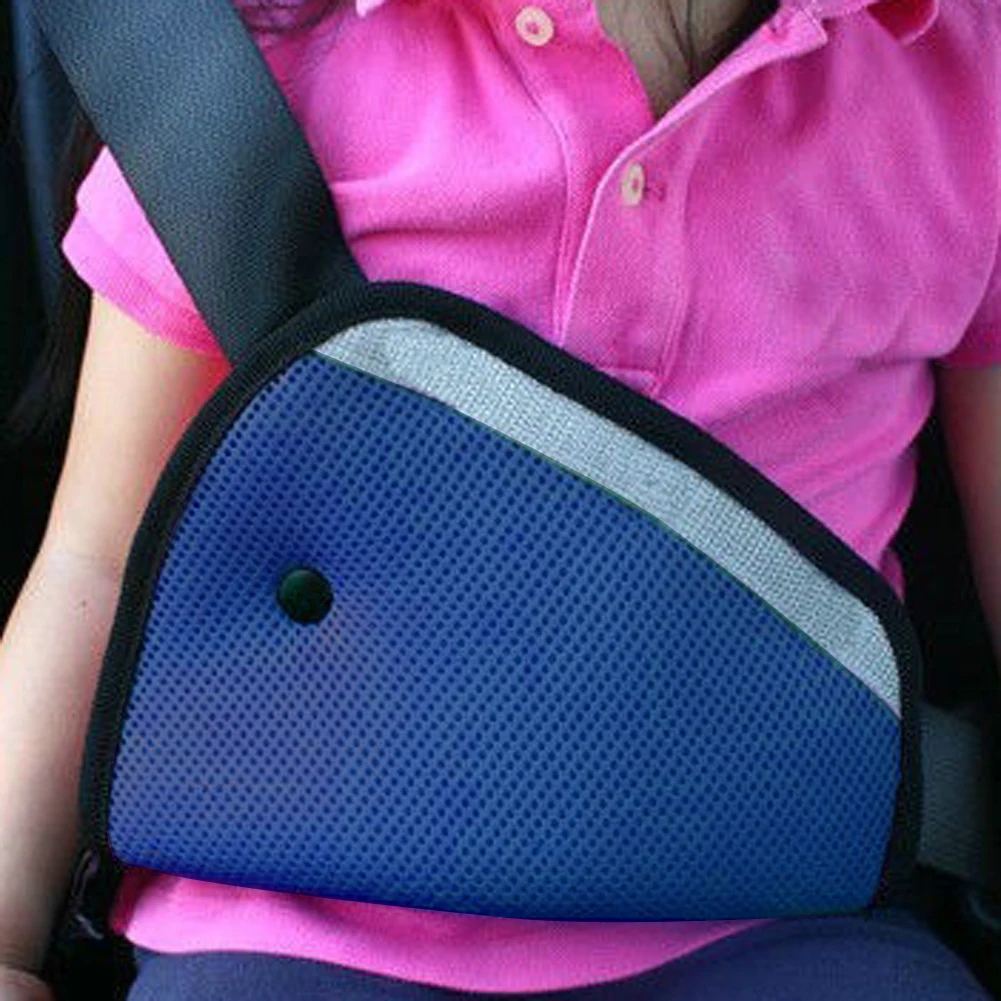 Fontee Baby Pack of 2 Car Safety Belt Regulator for Children Blue Safety Cover Harness Strap,Seat Belt Adjustable Knob Belt Safety Belt Fixing Device for Children