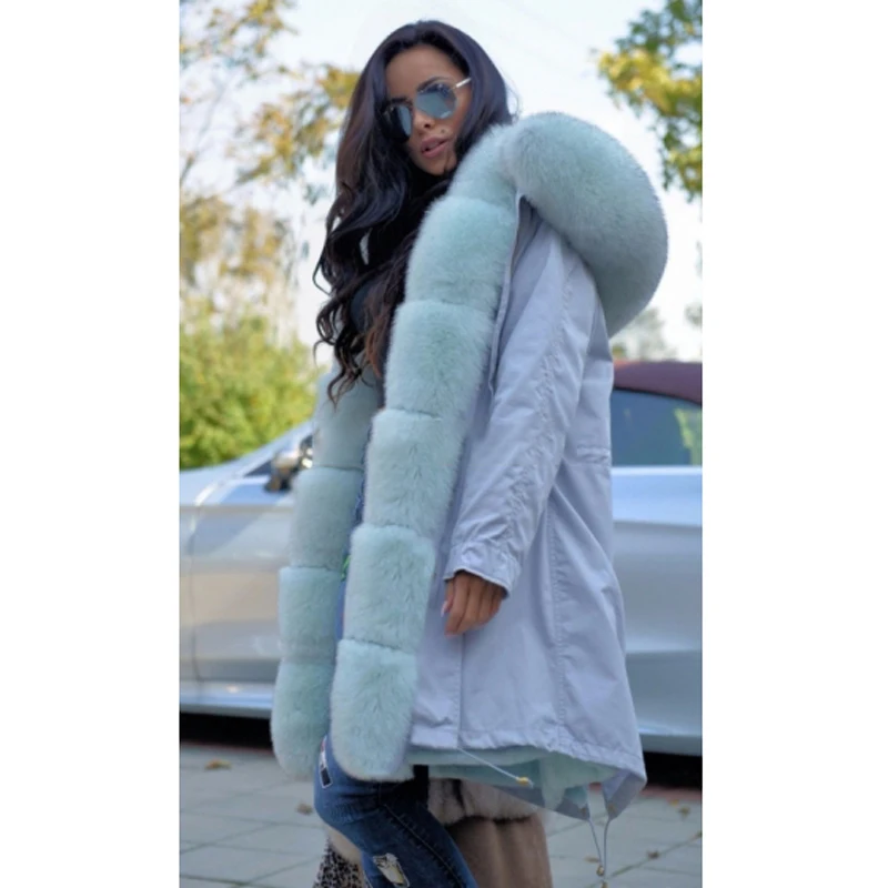 CKMORLS New Fashion Parkas With Natural Fox Fur Collar Thick Warm Fur Jacket Hoody Casual Real Fur Coats Plus Size Parka Luxury