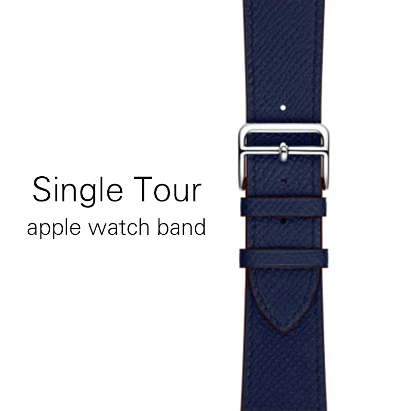 Ремешок из натуральной кожи для apple watch series 3 2 1, iwatch 4, Сменный ремень для apple watch 5 40 мм 44 мм - Цвет ремешка: 5Dark Blue