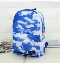Chaud-vente bleu ciel blanc nuages loisirs graffiti sac à dos vent han édition collège étudiants sac d’école