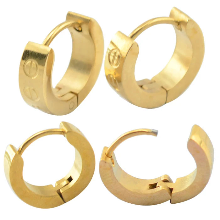 6 pairs/lot mens stainless steel self piercing clip earrings indian