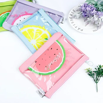 

1 Pcs Cute Fruit Lemon Watermelon Pitaya Kiwi Transparent PVC Document Bag File Folder Stationery Organizer Filing Products