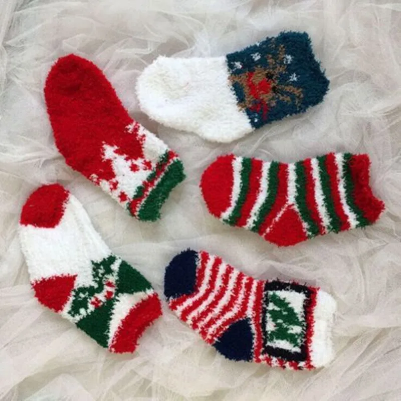 

2017 New Brand Christmas Stocks Girls Boys Childrens Socks Kids Warm Ankle Fuzzy Socks Kids Socks Gift1-6T