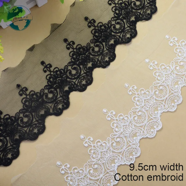 9.5 cm di larghezza di Cotone embroid per cucire del merletto del nastro di pizz 9.5 cm di larghezza di Cotone embroid per cucire del merletto del nastro di pizz