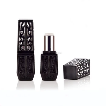 

100Pcs/Lot Empty Lipstick Tubes Black Retro Hollow Style Cute Lipbalm Container Elegant Chapstick Tube Diameter 12.1mm