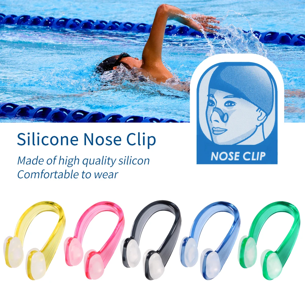 CALOFE 1 pcs Swimming Nose Clip Ear Plugs Set Soft Silicone Swimmer
