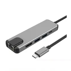 5 в 1 Тип usb C концентратор Hdmi PD USB C концентратор к Gigabit Ethernet Rj45 сетевой адаптер Thunderbolt 3 Macbook Pro USB-C Зарядное устройство Порты и разъёмы