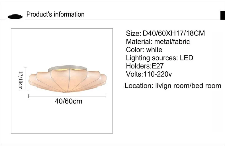 Новые китайские простые шелковые светодиодные потолочные светильники лампа с плафоном для дома гостиной Потолочные светильники
