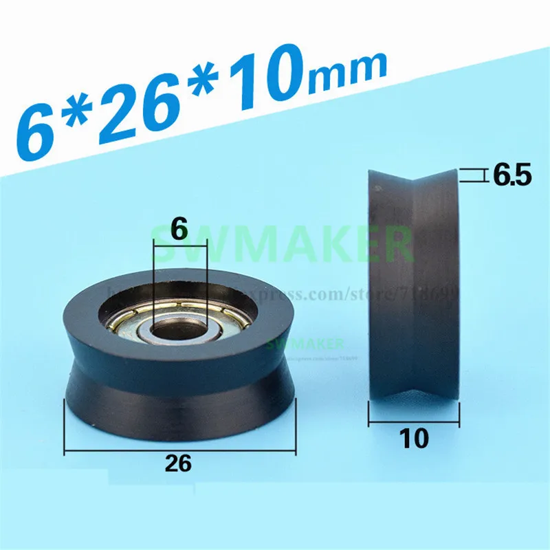 SWMAKER 6*26*10mm V type, rubber bearing pulley, door / window / instrument roller, POM nylon plastic wrap, grooved pulley - at the price of $0.87 in aliexpress.com | imall.com