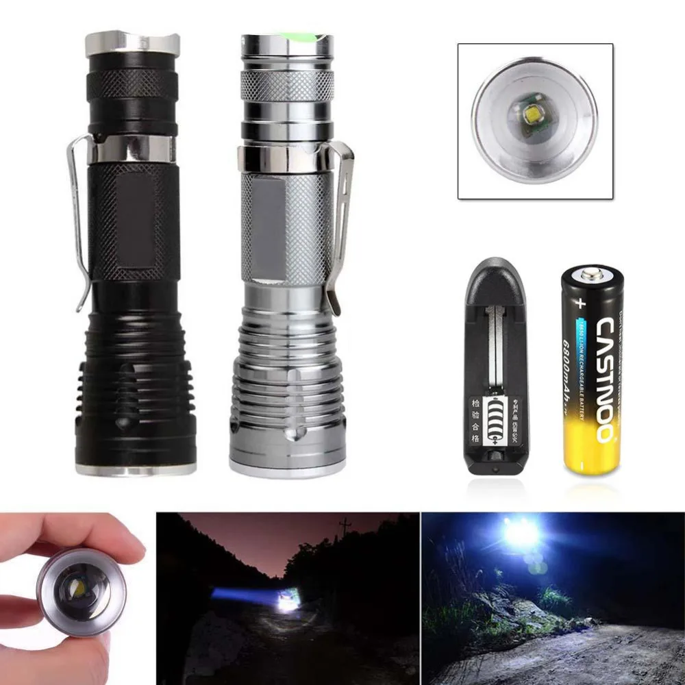 CASTNOO Zoomable 5000 LUMEN Q5 LED 3-modes Hunting Flashlight Torch 18650 Battery | Освещение