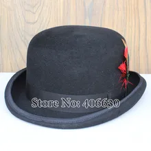 Мужские черные шерстяные Волшебные шляпы с перьями Chapeu Masculino, PWFR115