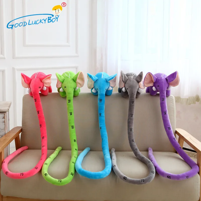 

120cm Long Nose Elephant Plush Toys With Measuring Scale Children Soft Stuffed Cartoon Animal Doll Kids Gift For Children