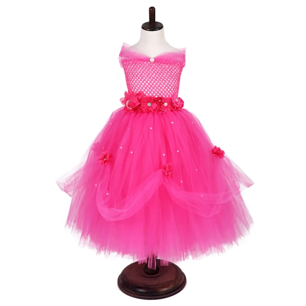 

Girl Princess Tutu Dress Baby Ankle Length Christening Christmas Dress for Wedding Party Events Wear with Pearls Flower Sashes