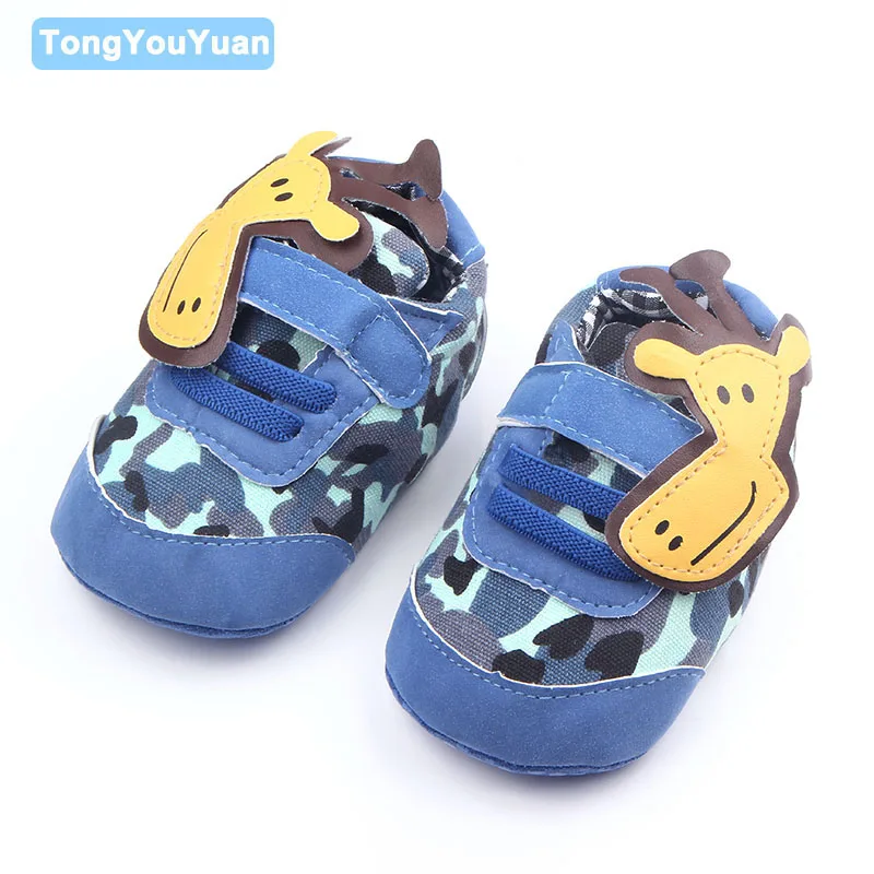 Cute Leather Prewalker Animal Giraffe Hook and Loop Fancy