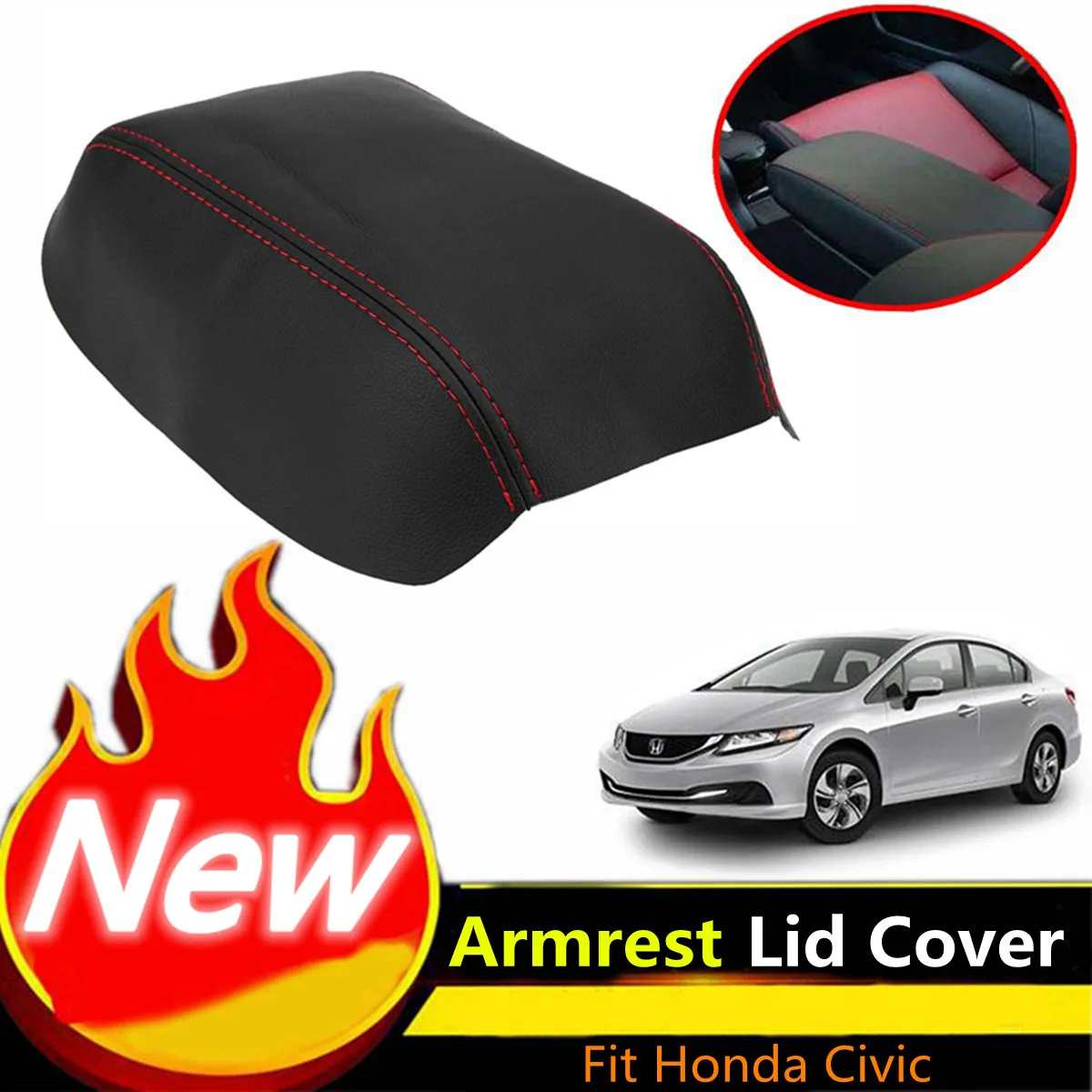 

PU Leather Car Center Console Armrest Cover Auto Arm Rest Box Pad Lid Cover Protection for Honda/Civic 2012 2013 2014