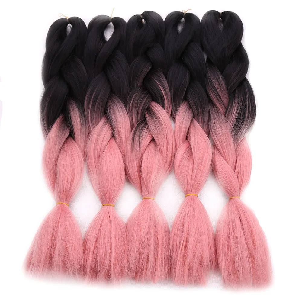 Amir Ombre Pink Braiding Hair 24inch 100g Synthetic Jumbo Braids Crochet Hair Expression Hair