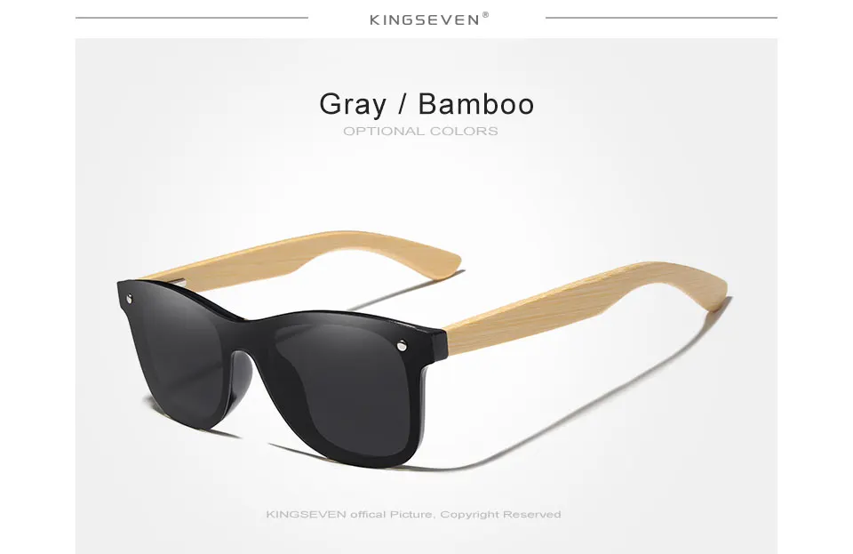 KINGSEVEN Wood Sunglasses Women Polarized Luxury Vintage Style