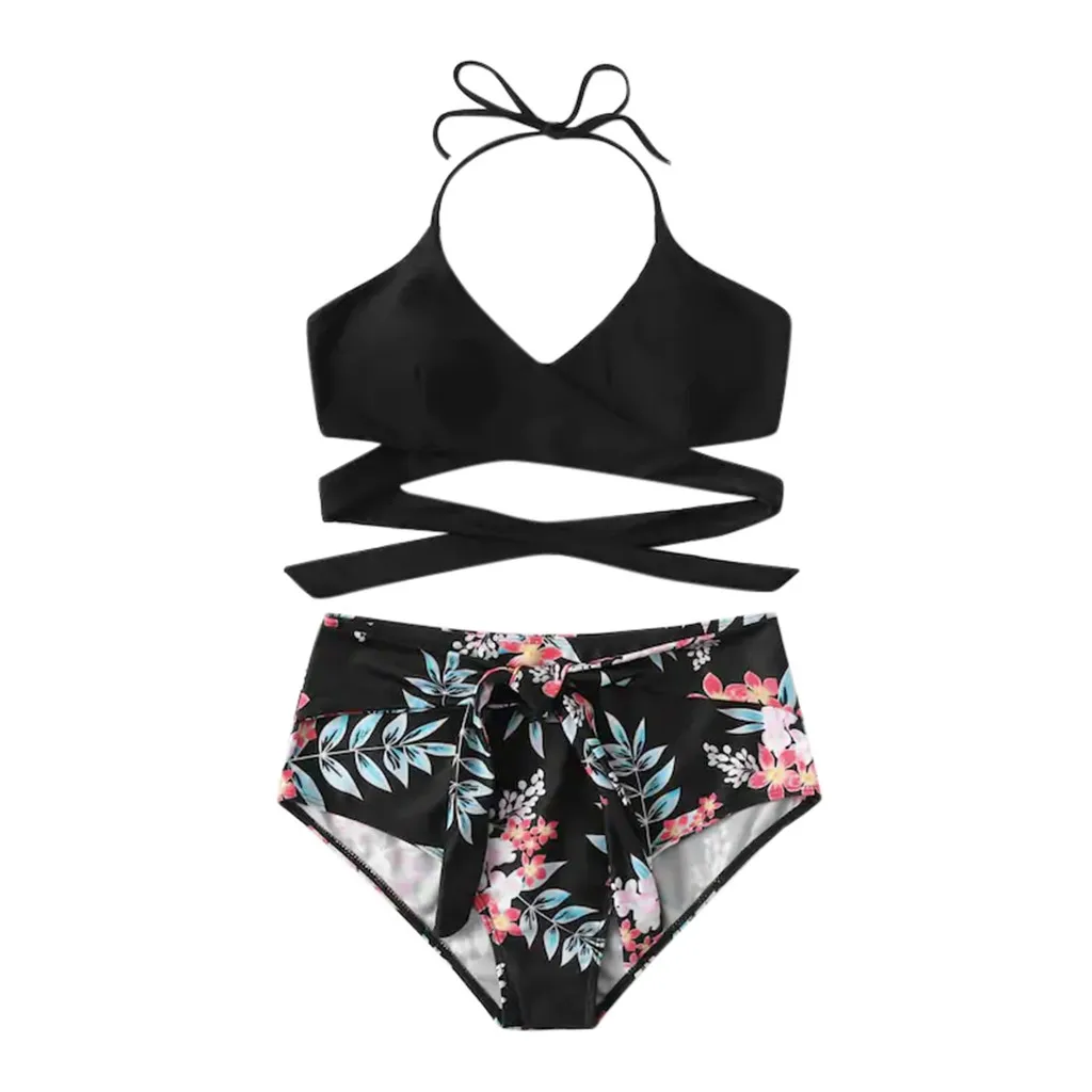 Комплект бикини SAGACE с принтом купальник перекрестным ремешком bikinii бантиком