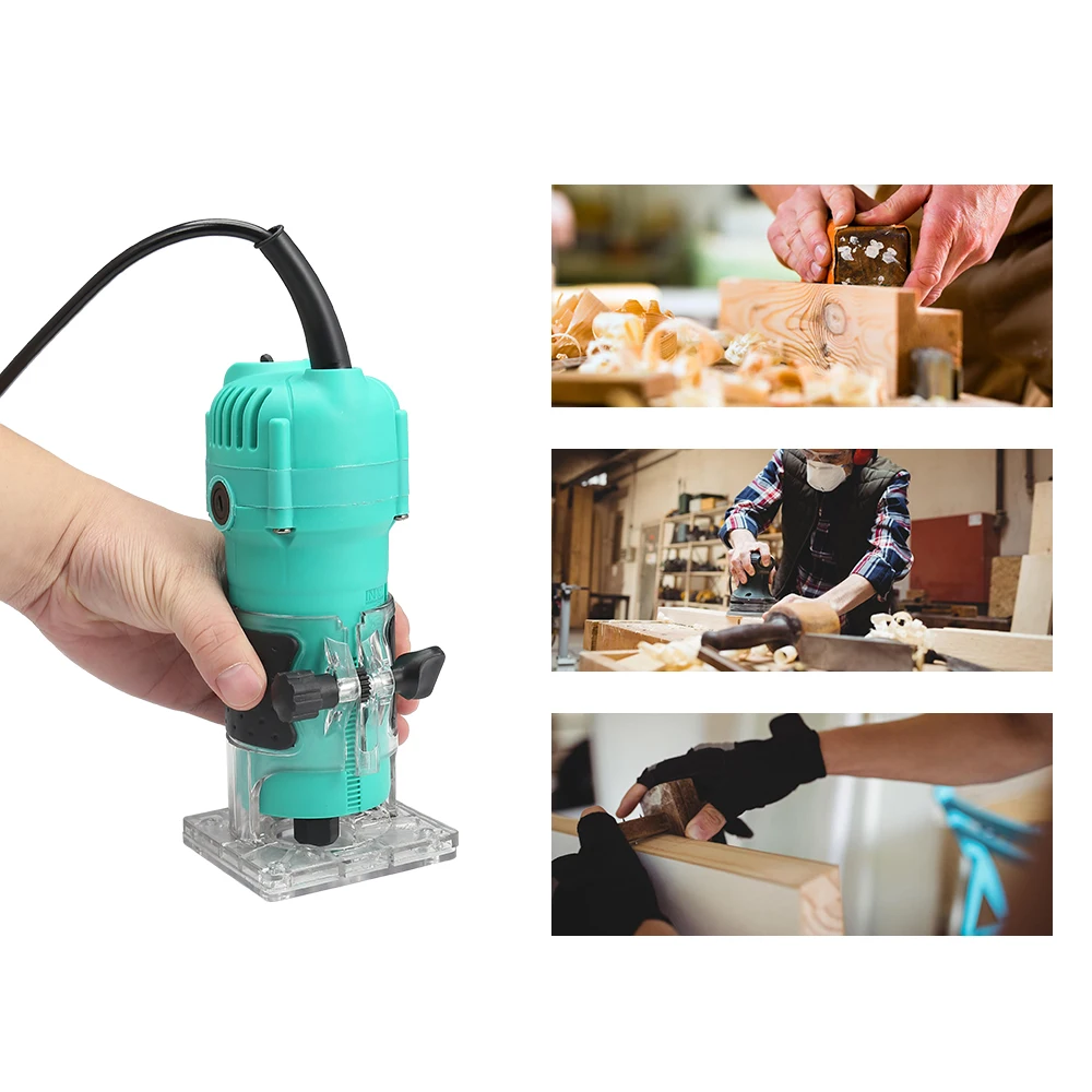  800W 35000rpm Woodworking Electric Trimmer Wood Milling Engraving Slotting Trimming Machine Hand Ca