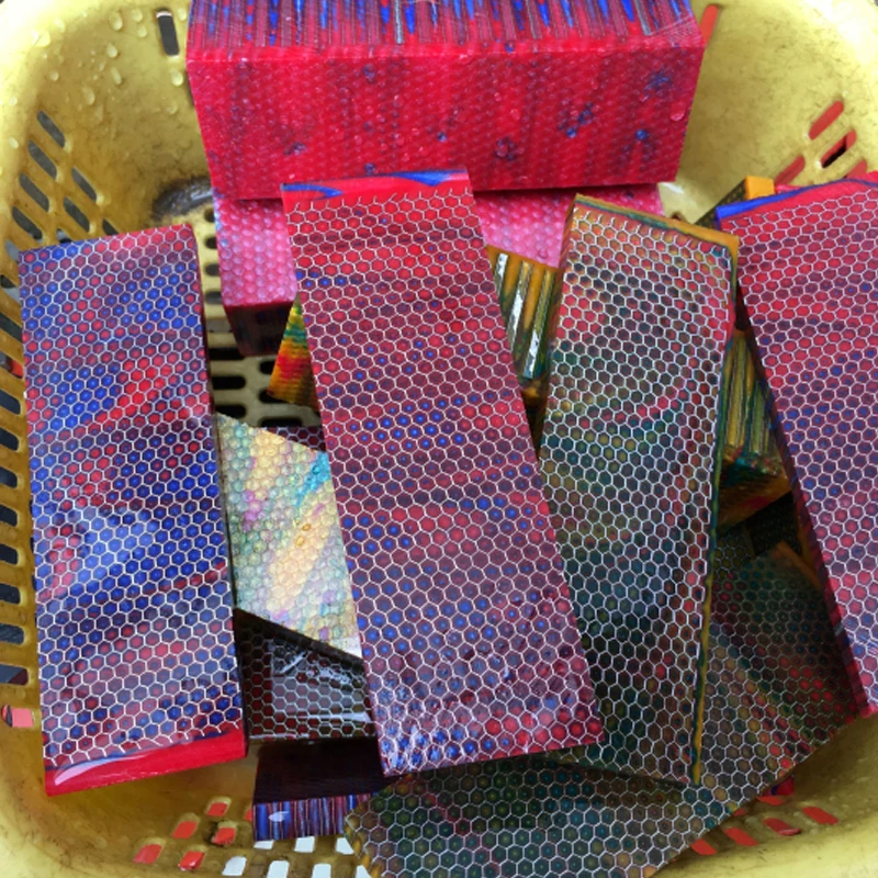 

1PC Mixed Color Snake Skin Shape Synthetic Material Honeycomb Resin Board Handle Hand Shank DIY Translucent Handle Material