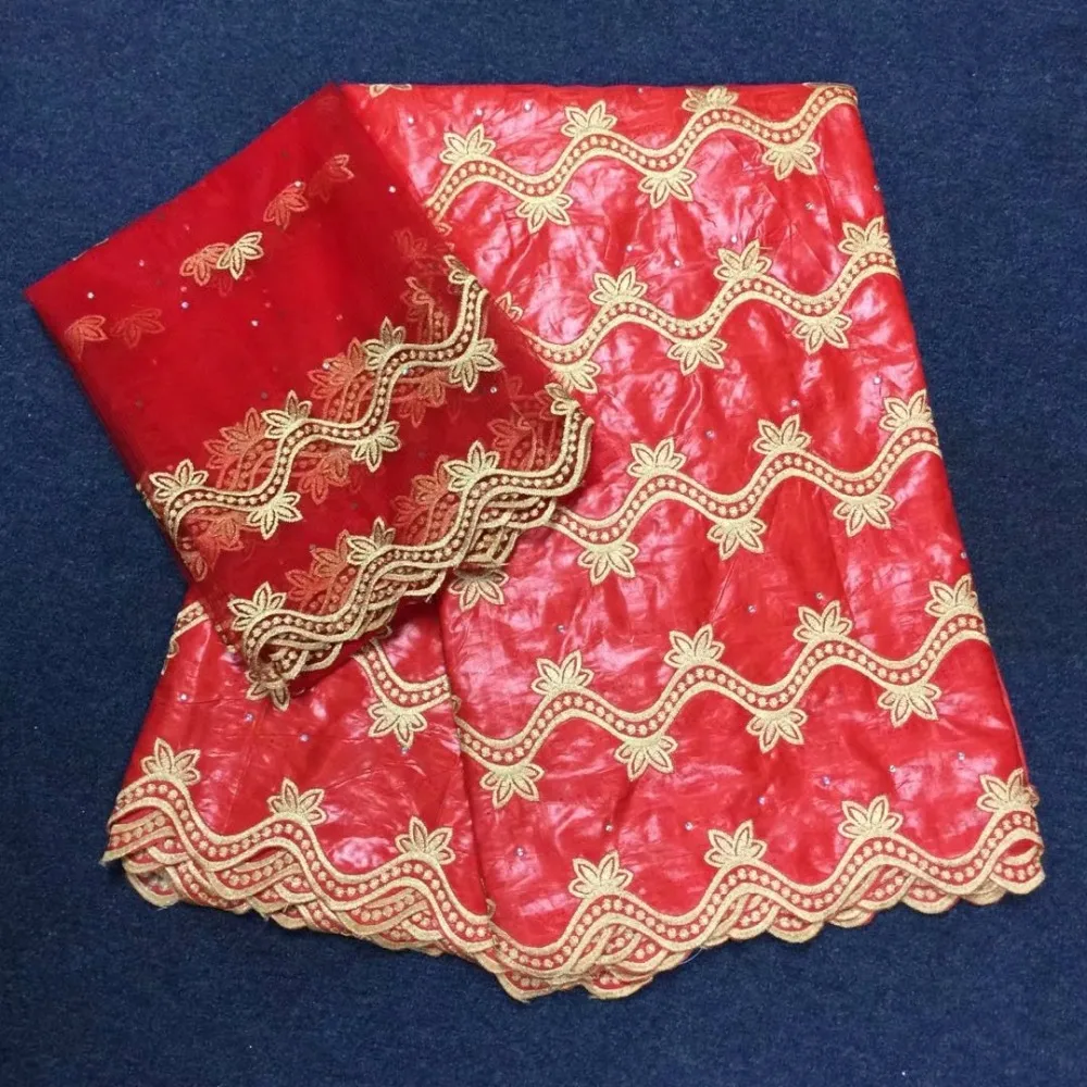 

2018 High Quality African Lace Materials with Beads For Wedding Hojilou Bazin Lace with Scarf Latest African Bazin Riche Getzner