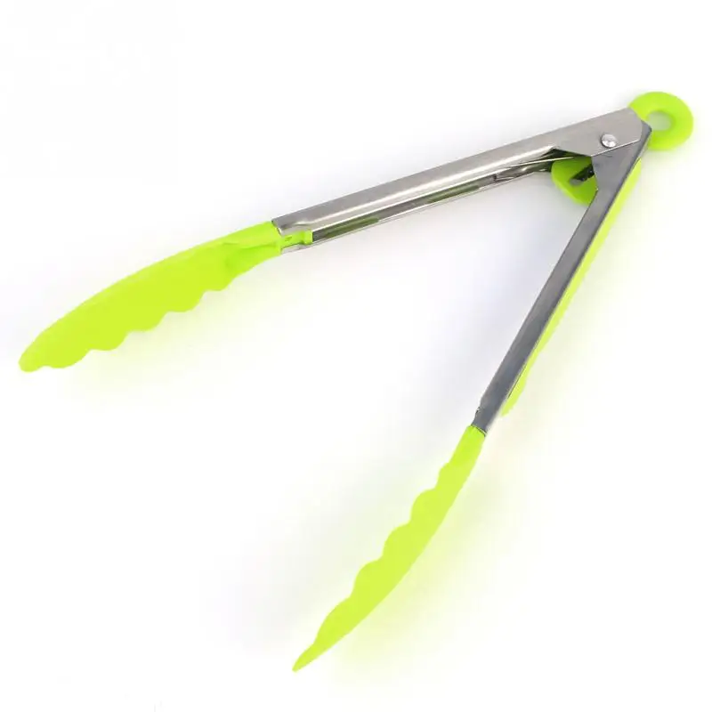 10"inch Stainless Steel Plastic Kitchen Tongs BBQ Clip Salad Bread
