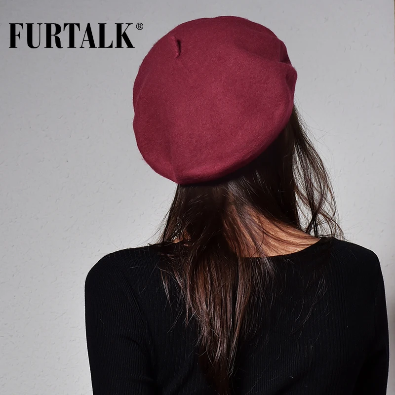 FURTALK 100% шерстяной берет шляпа для женщин зимние теплые шапки девочек Женская