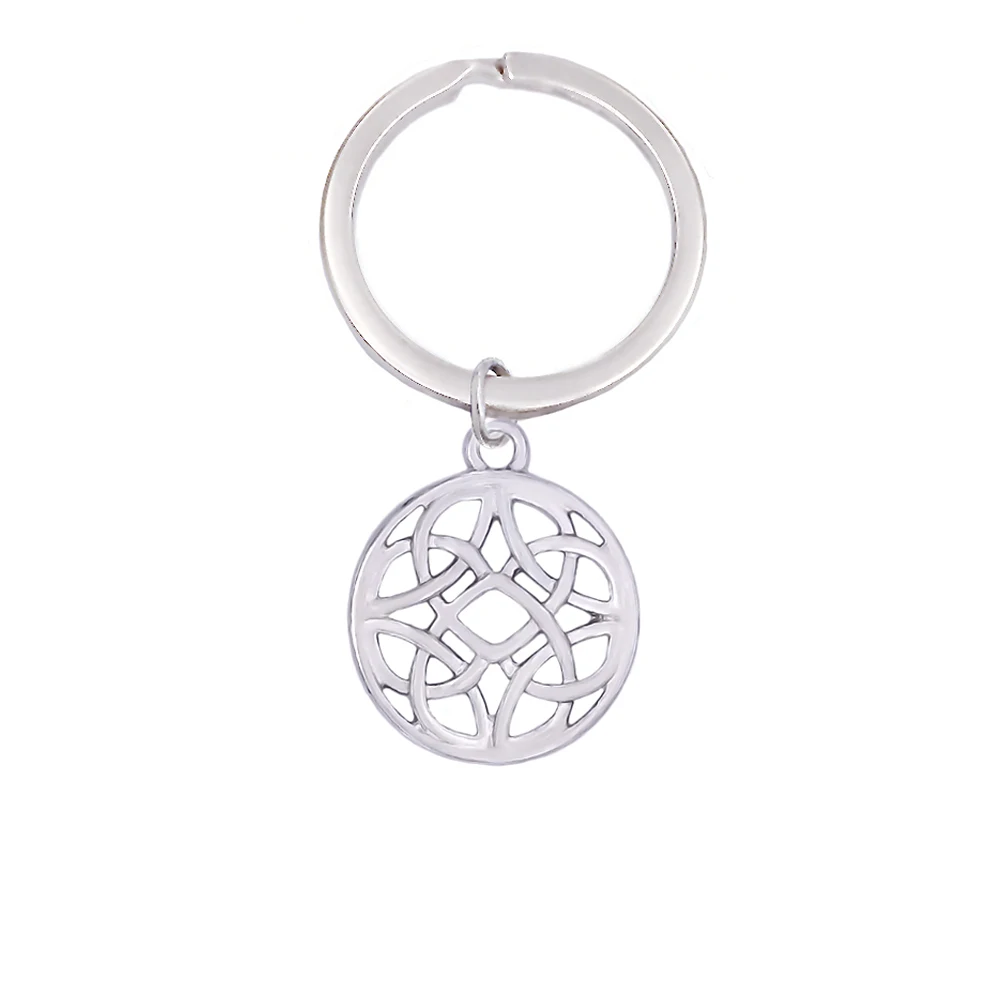 DOUBLE NOSE Luck Knot Charm Key Chain Circular Knot Metal Key Ring 30mm
