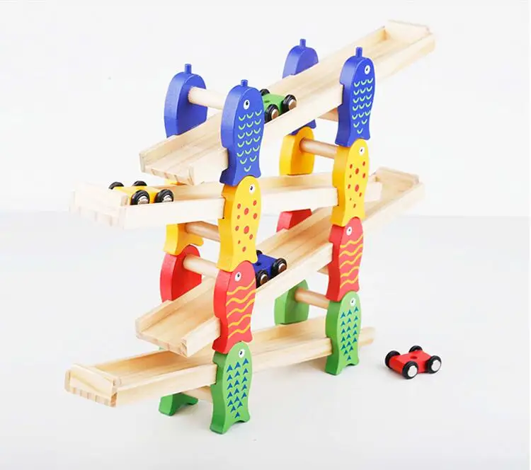 

MamimamiHome Baby Wooden Detachable Chute Car Multi - Layer Track Scooter Montessori Toys For Children Building Blocks