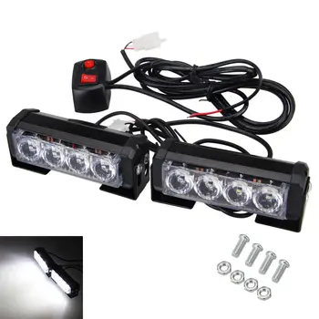 

CYAN SOIL BAY 2X 4 LED White Car Truck Emergency Beacon Bar Hazard Strobe Flash Warning Light