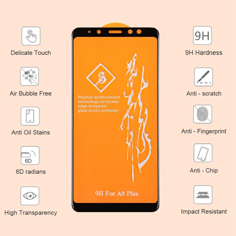 Закаленное стекло для Samsung A8 Plus 2018 полное покрытие 6D A6 A7 A9 Star J2 J4 Core J6 J7 Pro пленка