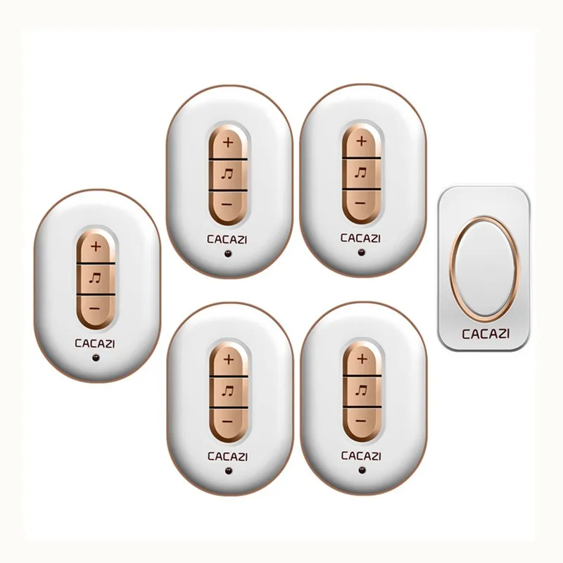 

CACAZI Wireless Doorbell Waterproof LED Smart Button 280M Remote Receiver US EU Plug 48 Songs 6 Volume Home Battery Calling Bell
