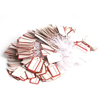 

Hot Newest 1000pcs Red Paper Label Tie String Price Paper Tags Label Luggage Wedding Note String DIY Blank price Hang tag