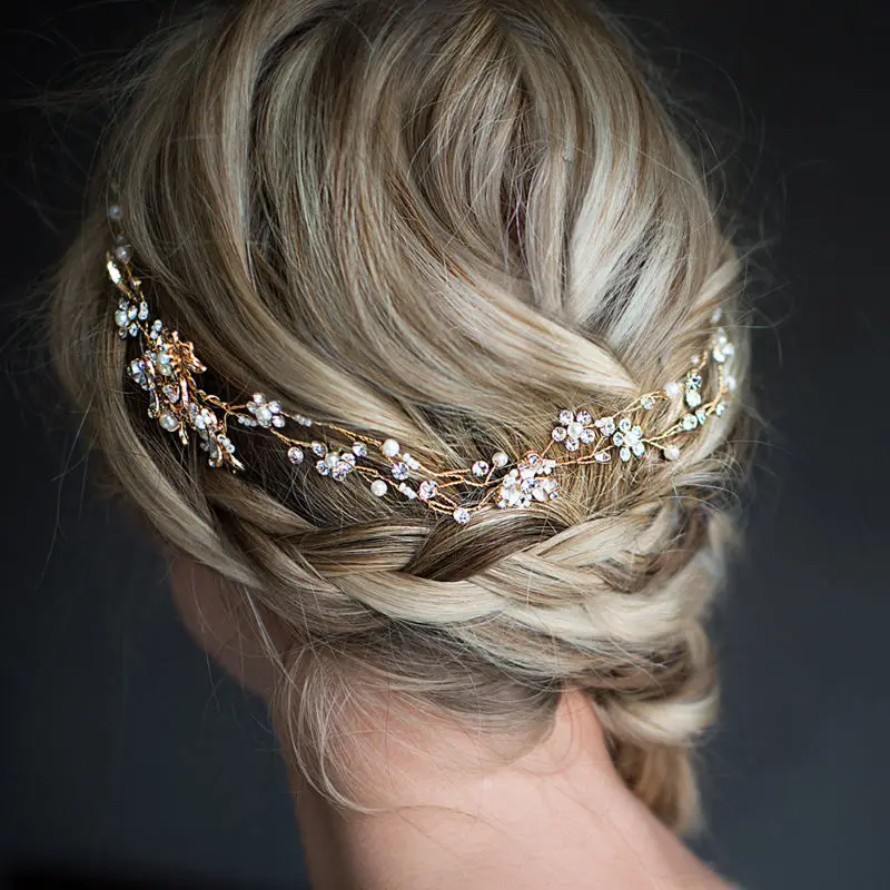 

Fashion Crystal Rhinestone Wedding Hair Band Headband Satin Ribbon Bridal Tiara